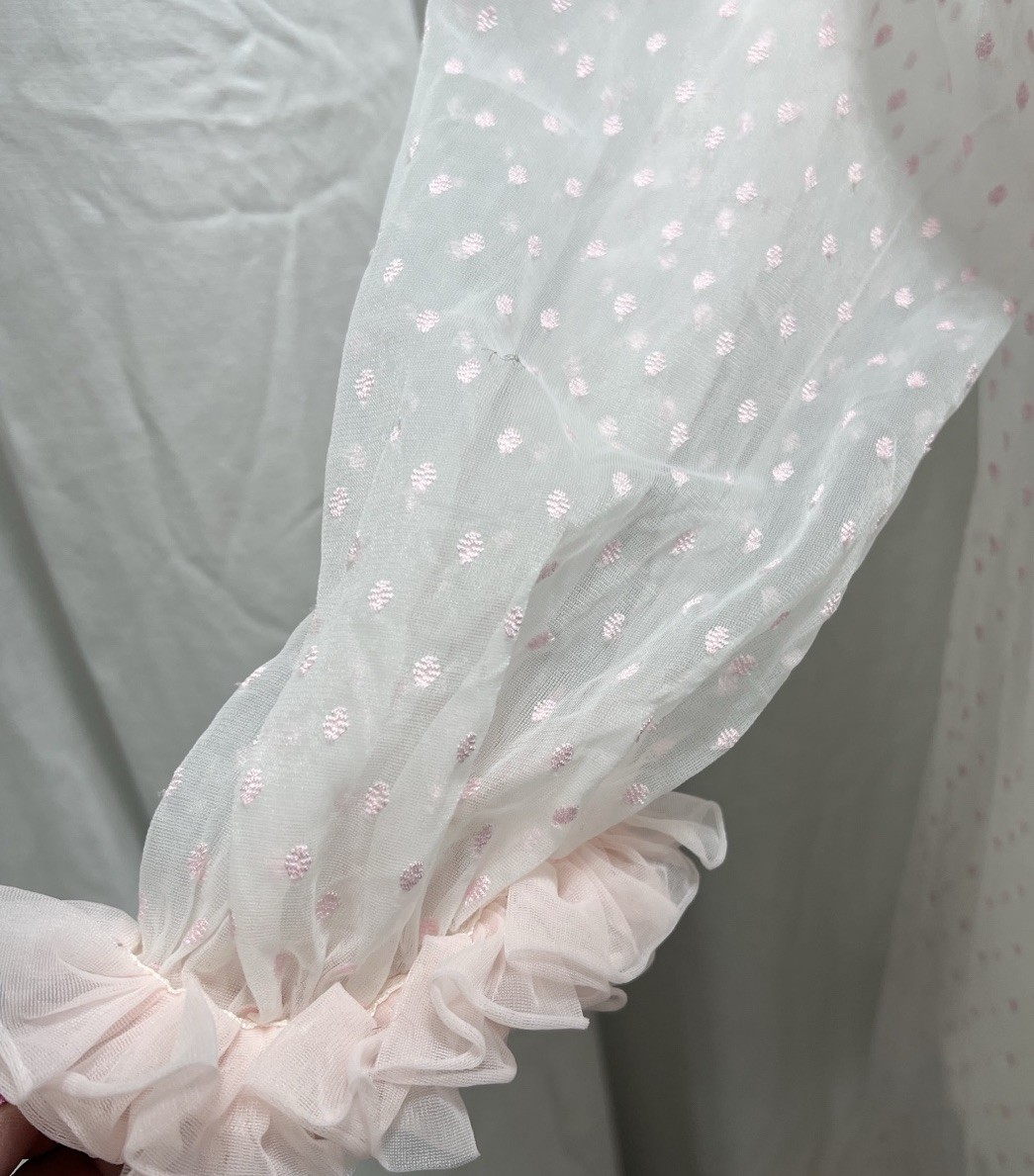 Vintage 50s Sears Charmode Lingerie Sheer Negligee Pink Dot Chiffon Size Small