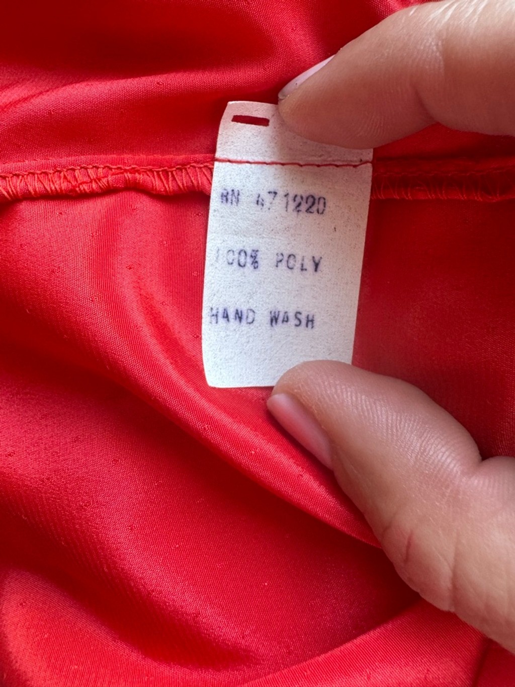 Vintage Unbranded Taffeta like Red Blouse with waist Sash