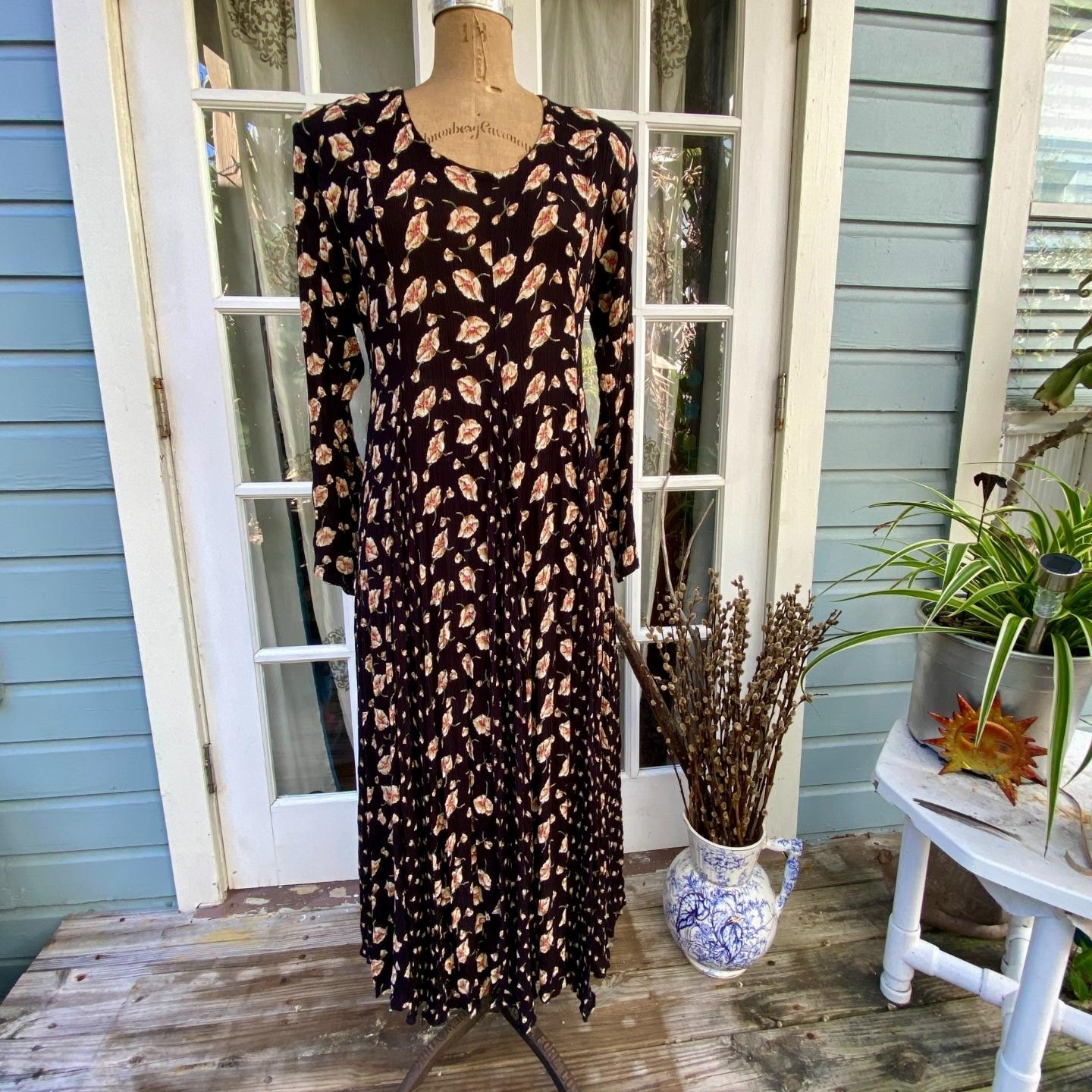Vintage STARINA Grunge Revival Floral Black Dress Witch Whimsigoth Cottagecore S