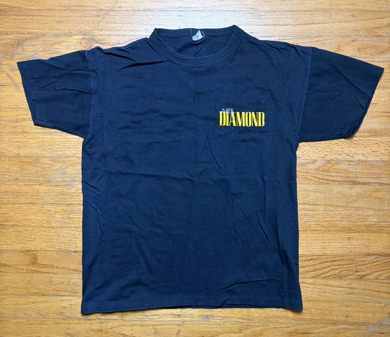 Vintage 80s Single Stitch T-Shirt Neil Diamond Sz M Black