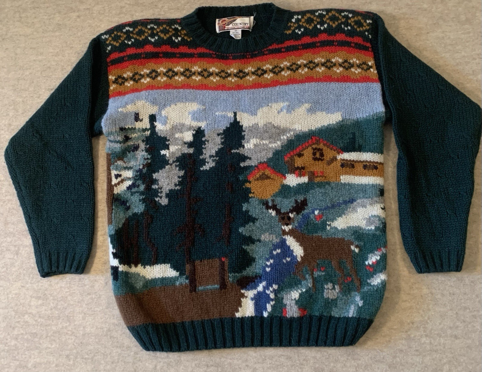Vintage Wool Sweater Women’s Melbourne Country Clothing Company Cottage Deer