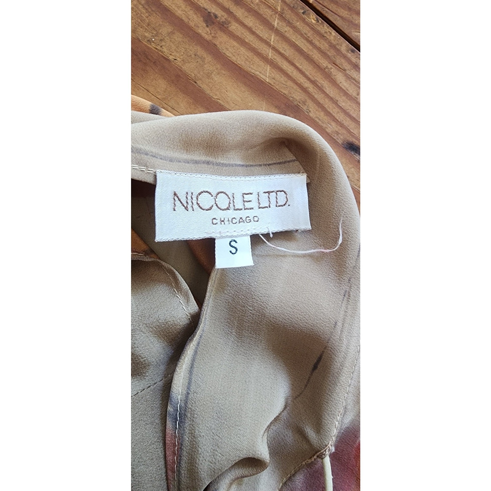 VTG 80s Nicole Chicago Dress Silk Geometric Abstract Print Scarf Belt Sash S