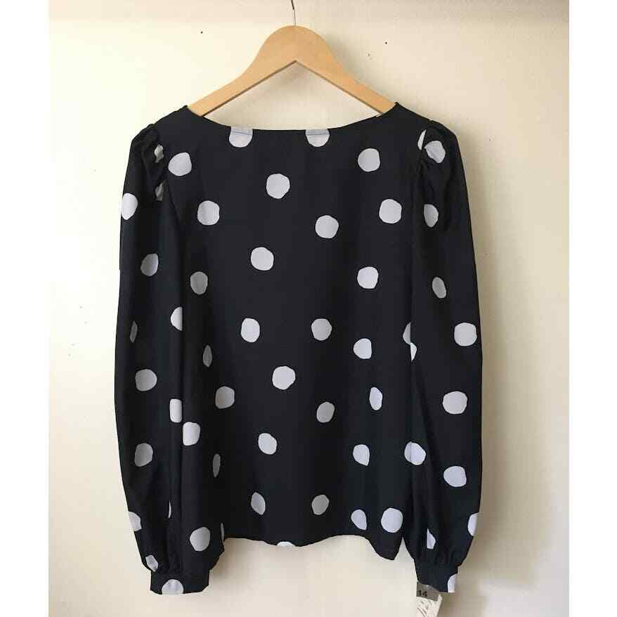 Vintage 80s secretary top size 14 polka dots new old stock puff sleeve