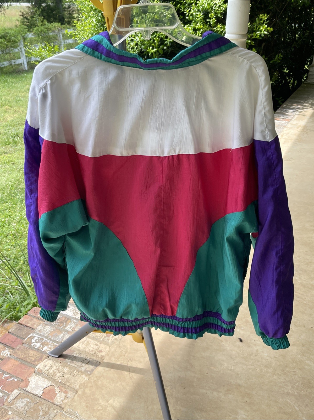 Vintage 80s 90s Lavon by Cheerful Corp Colorful Windbreaker Size Small Drawstrin