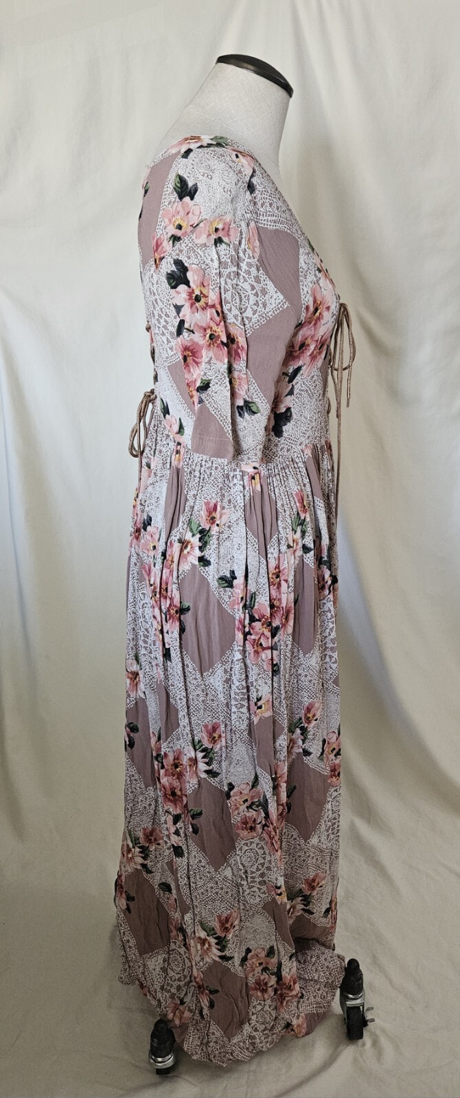 Cottagecore Vintage Starina Midi Maxi Fan Pleat Dress Double Corset Semi Sheer M