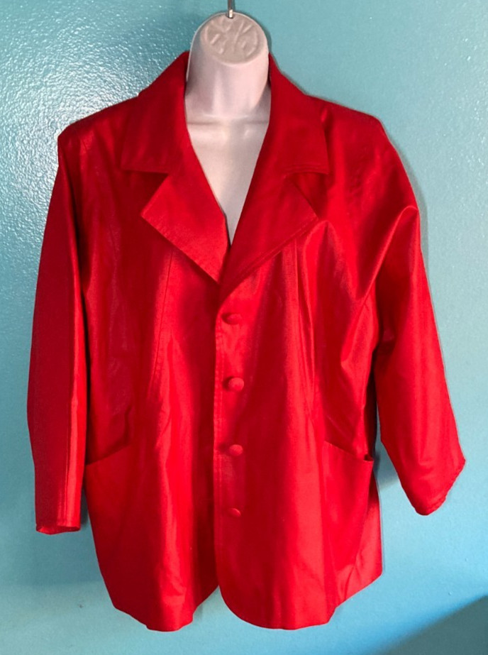 Claude Havrey Womens Vintage French Made Red Coat Blazer Jacket One Size
