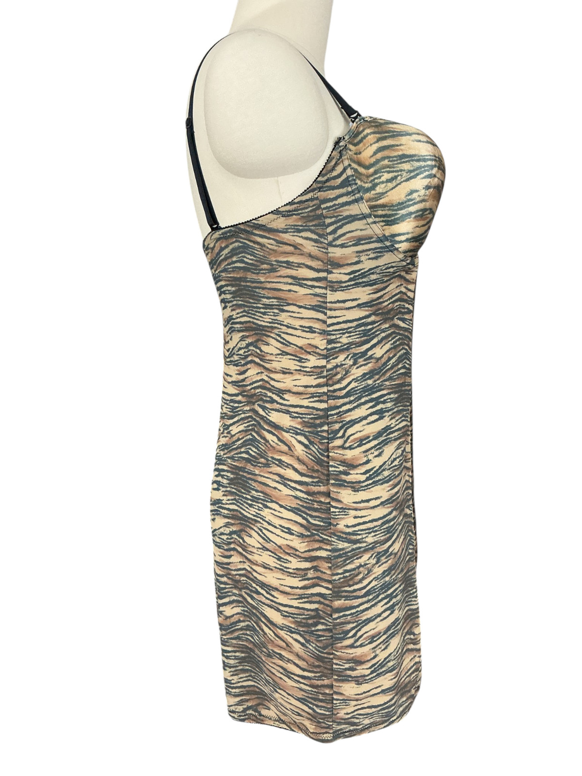 Vintage Frederick’s of Hollywood Tiger Print Slip Chemise Shaper Dress 5781P 40D