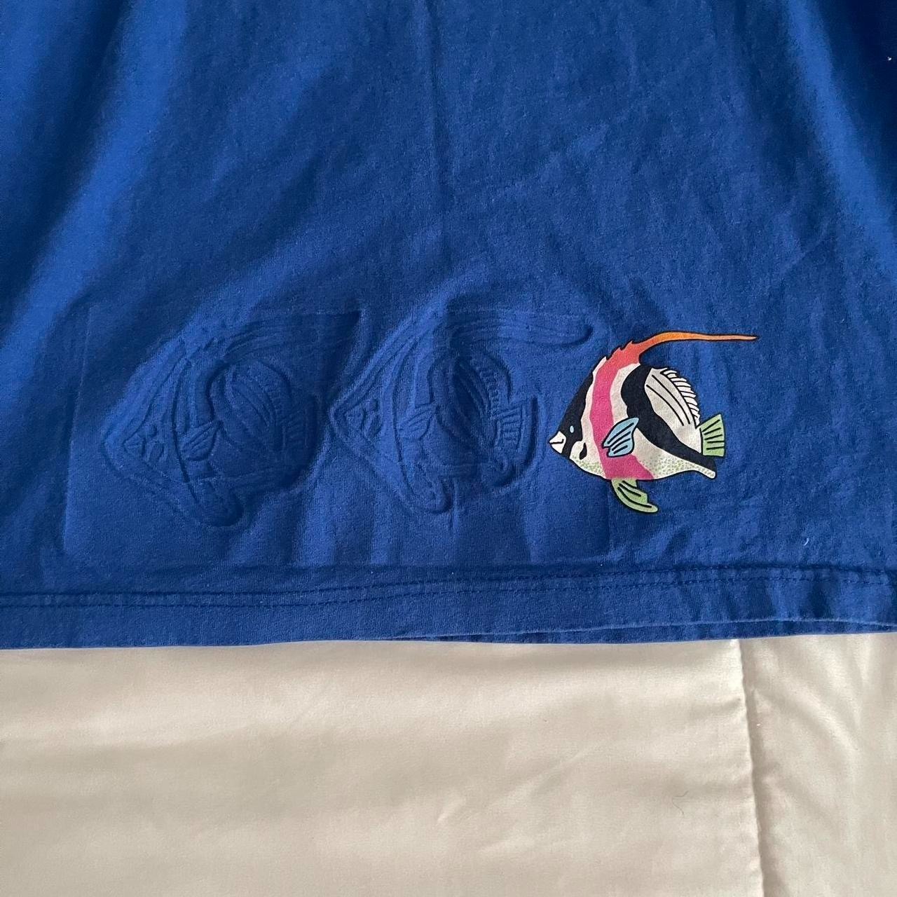 Vintage SK Sport Cobalt Blue Angel Fish Imprint Graphic Summer T Shirt Size M