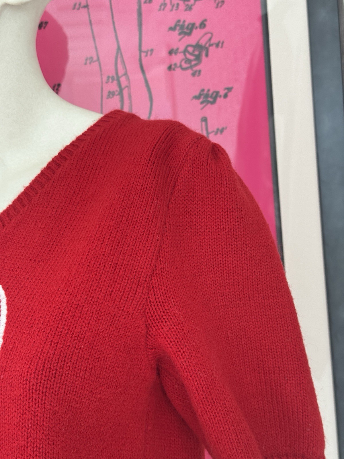 Vintage Cheerleading Sweater-1980s-Varsity-Red-Cheer-Team-coquette-Small/Medium