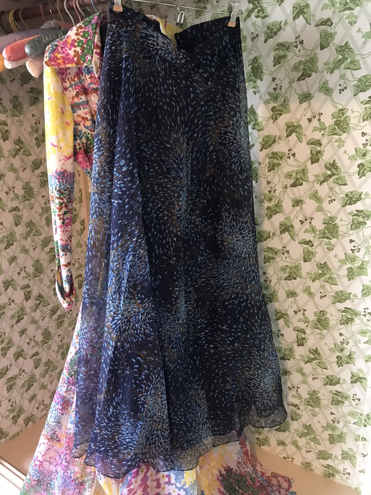 Vintage 1960s Don Luis De Espana Floral Garden Chiffon Top Skirt Maxi Dress Set