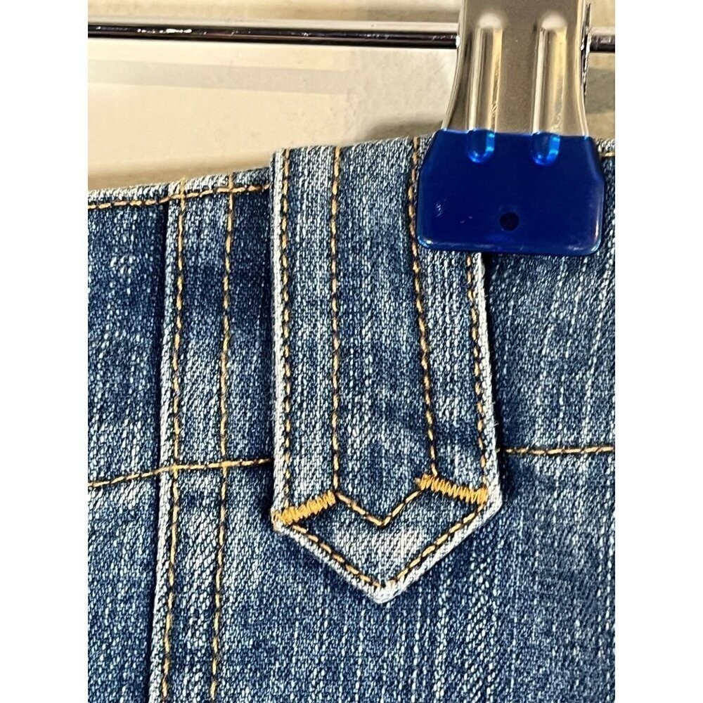 Retro Denim Jean Skirt 12 Blue Western Hippie Indie Boho Preppy Cowgirl 80s
