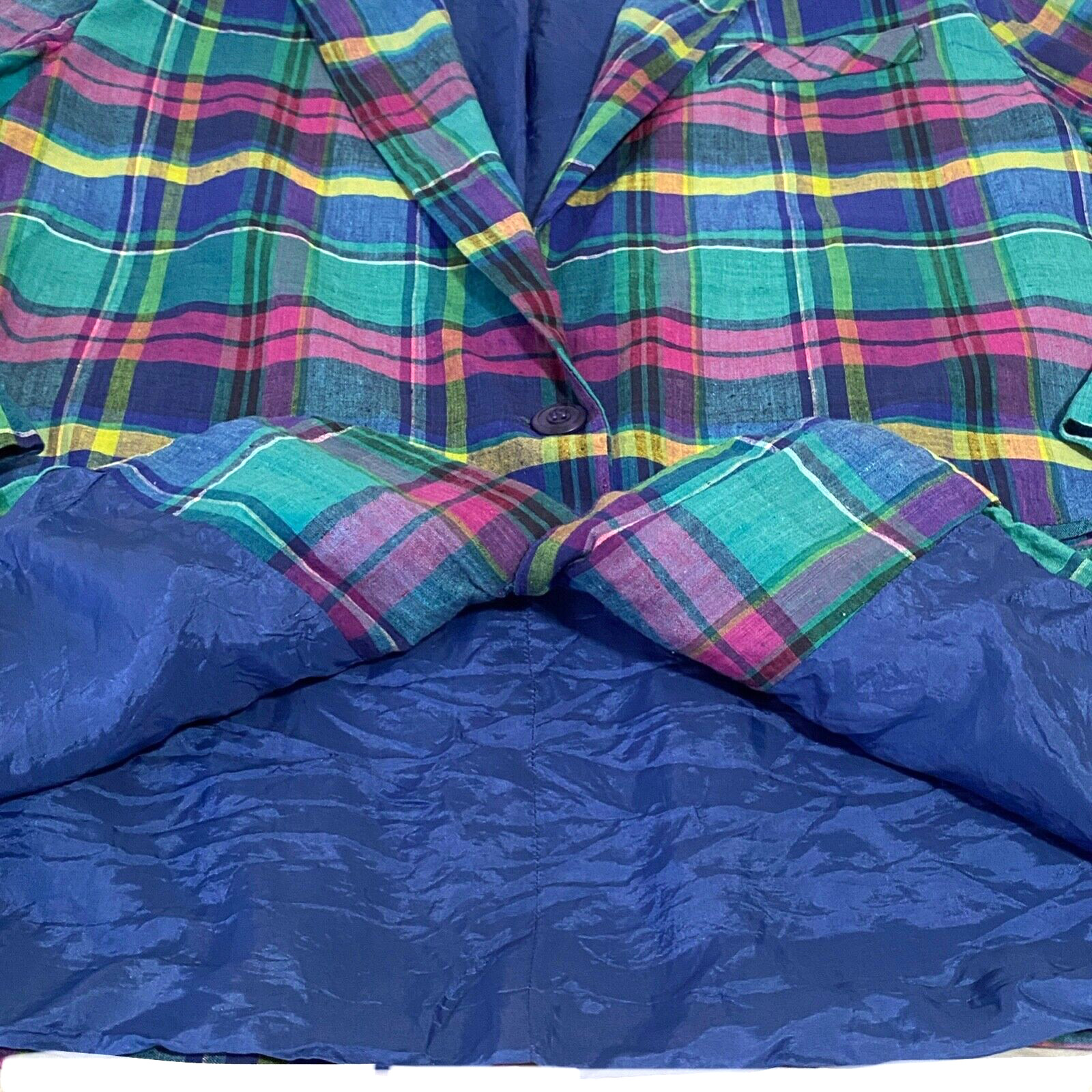 Vtg Plaid Jacket Blazer Chest 40in. Preppy Madres Sporty Academia OBR Summer d