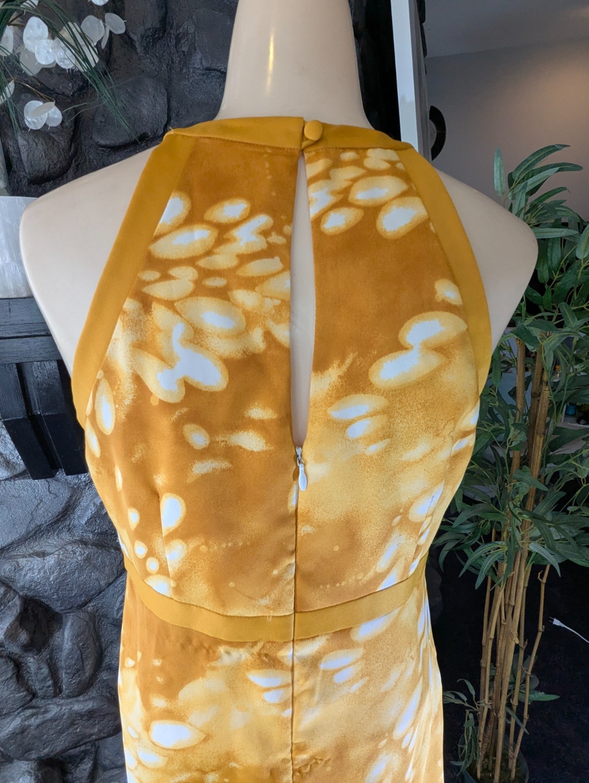 Vtg Tori Richard Honolulu Dress Womens 12 Bright Floral Empire Waist Halter Midi