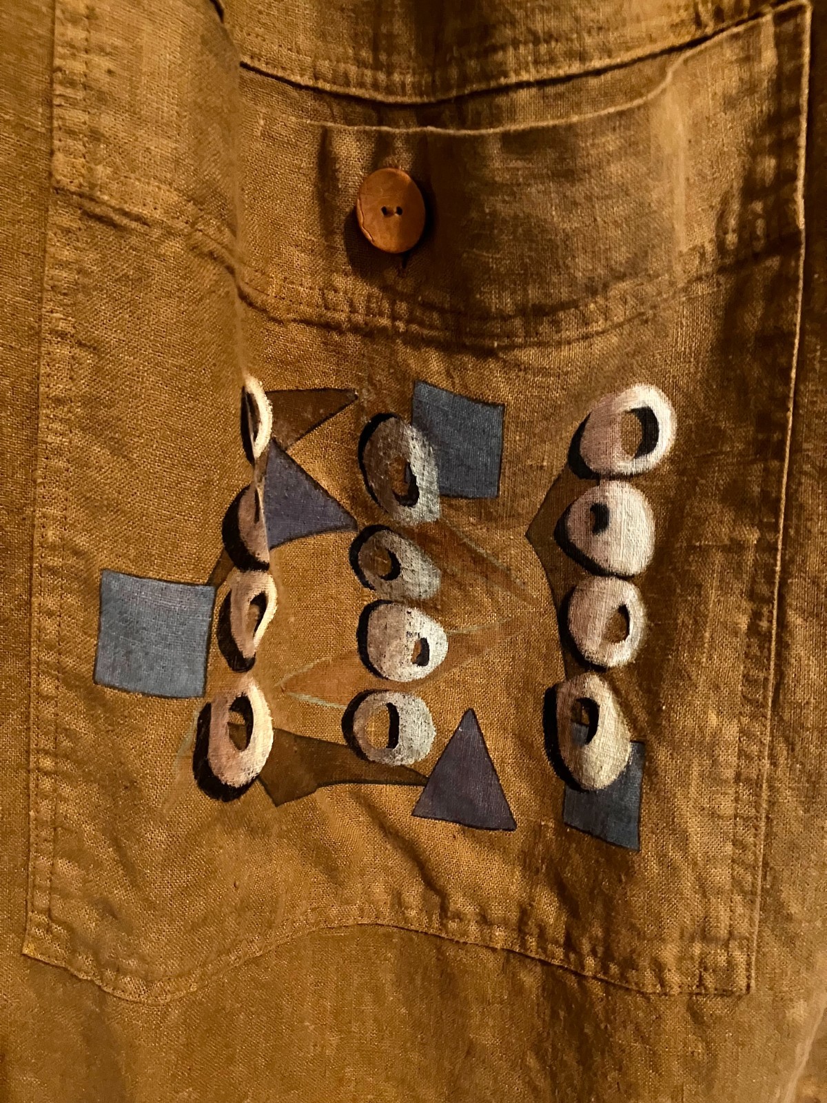 Vintage Bluefish Brown Linen Handpainted Skirt