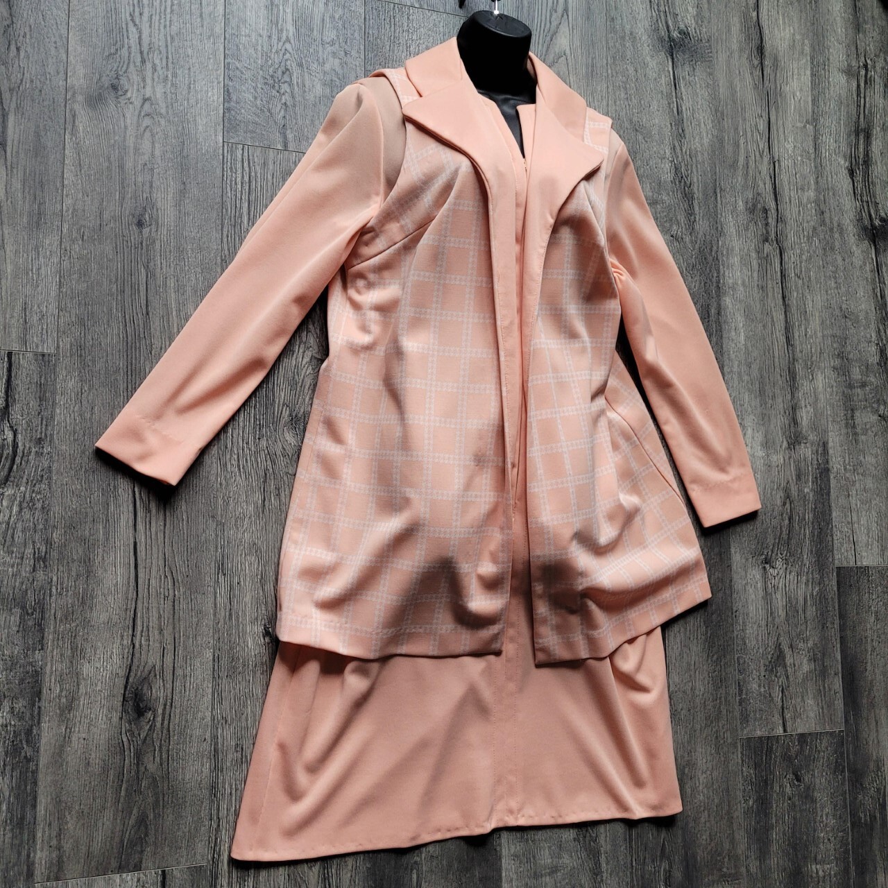 Vintage 50’s 60’s Smarty Togs of Texas Dress & Vest Set Coral Checked Women’s 22