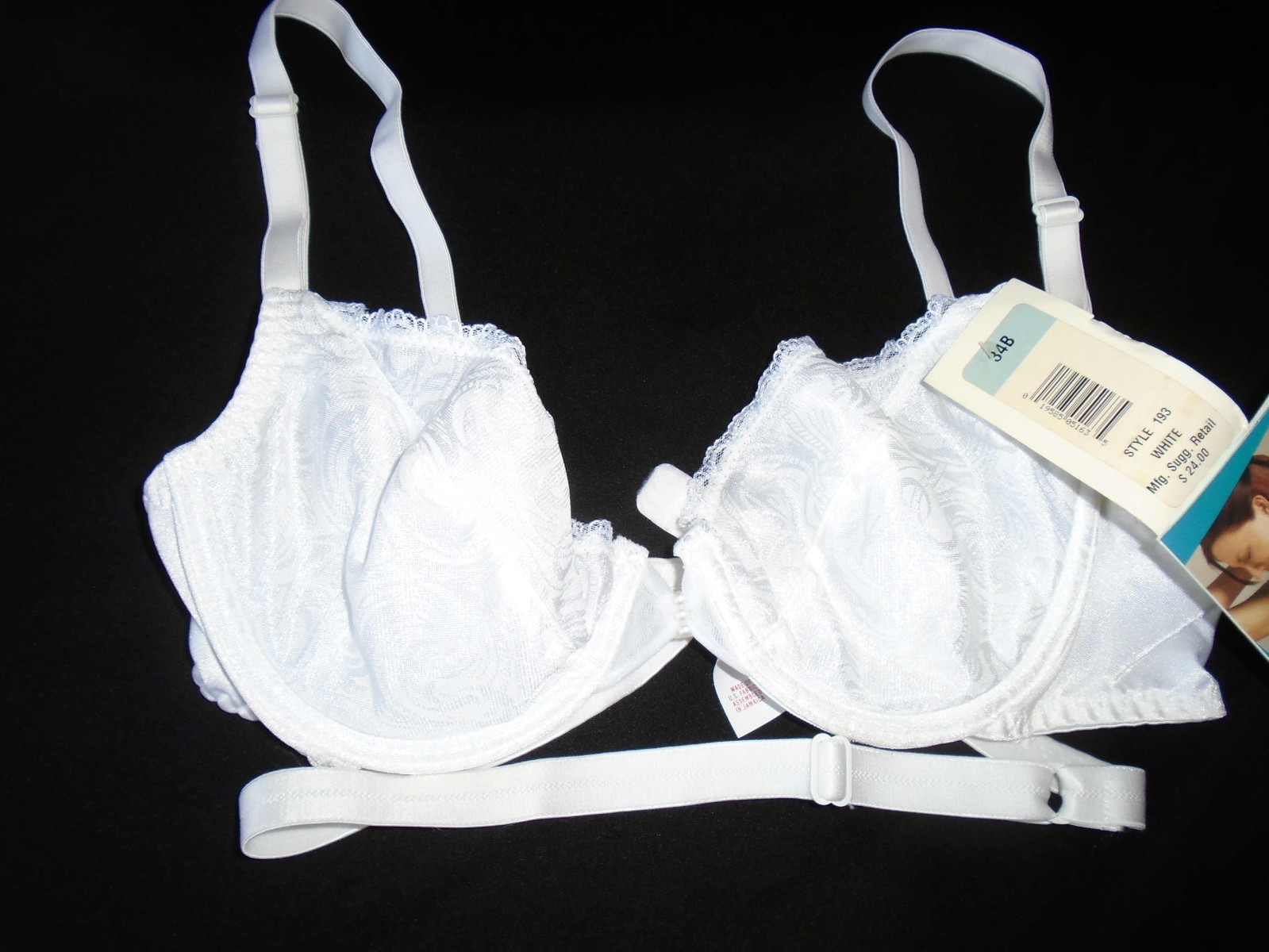 34B NWT White Underwire Convertible Vintage SMOOTHIE Backless Bra #193 34B