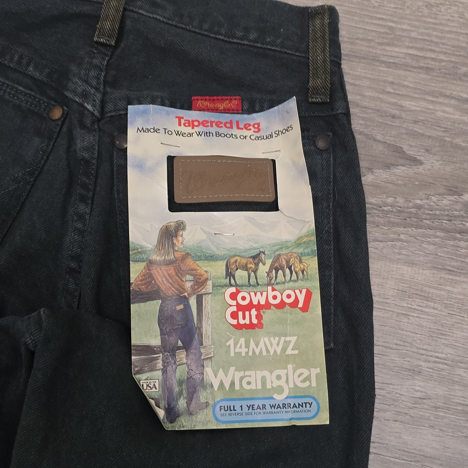 Vintage Wrangler Cowboy Cut 14MWZ Red Tag Jeans Women 0x34 Green USA Made NWT