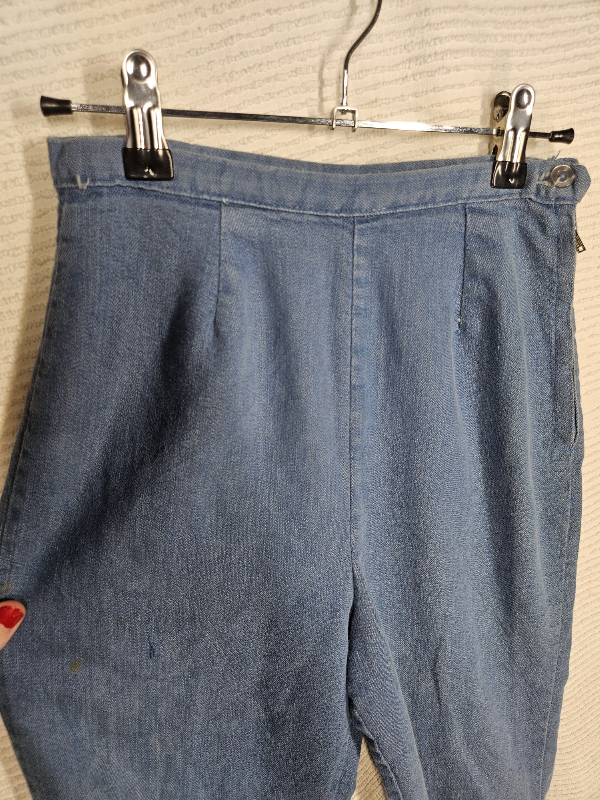 Vintage 1960s Side Zip Jeans Denim Pedal Pusher 25w Metal Zip No Pockets Worn