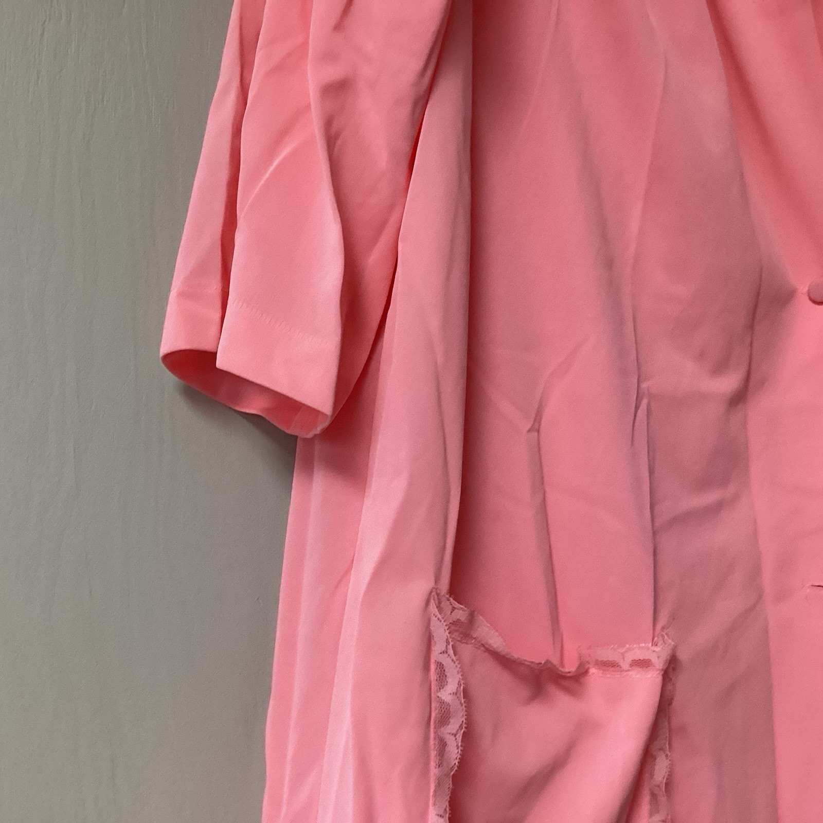 VTG Shadow Lane 2 Piece Size Small Night Gown & Robe Coral Lace Silky Flowers