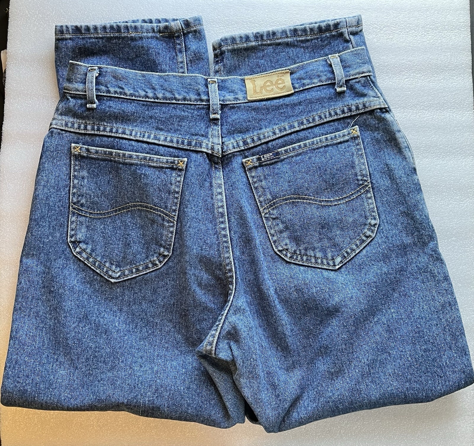 Vintage 90s Lee Jeans RN 34783 Sz 12 petite 31×28 Blue Mom Denim Union made USA