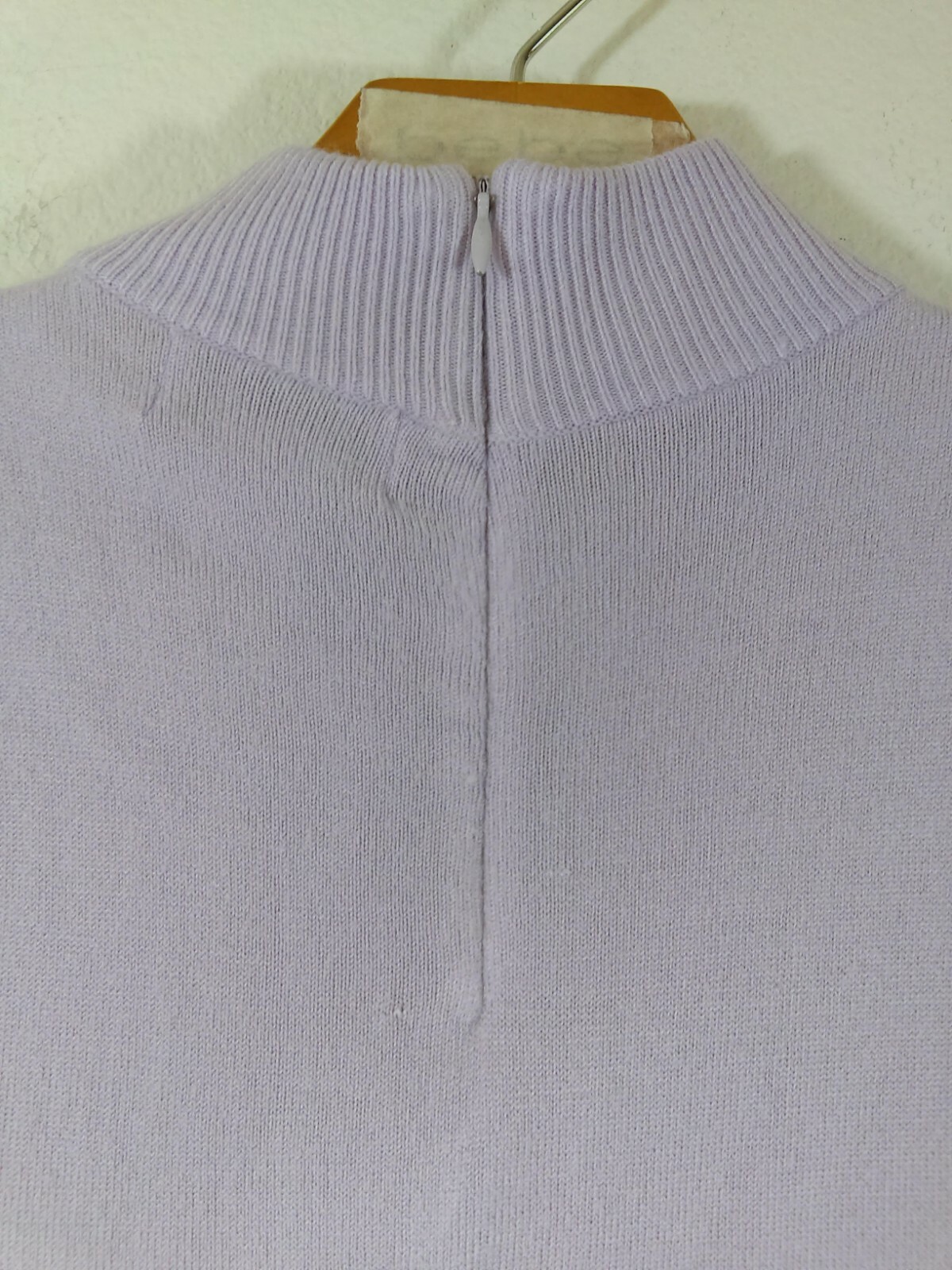 Vintage Covington Small Knit Short Sleeve Sweater Pale Purple Mock Neck Acrylic