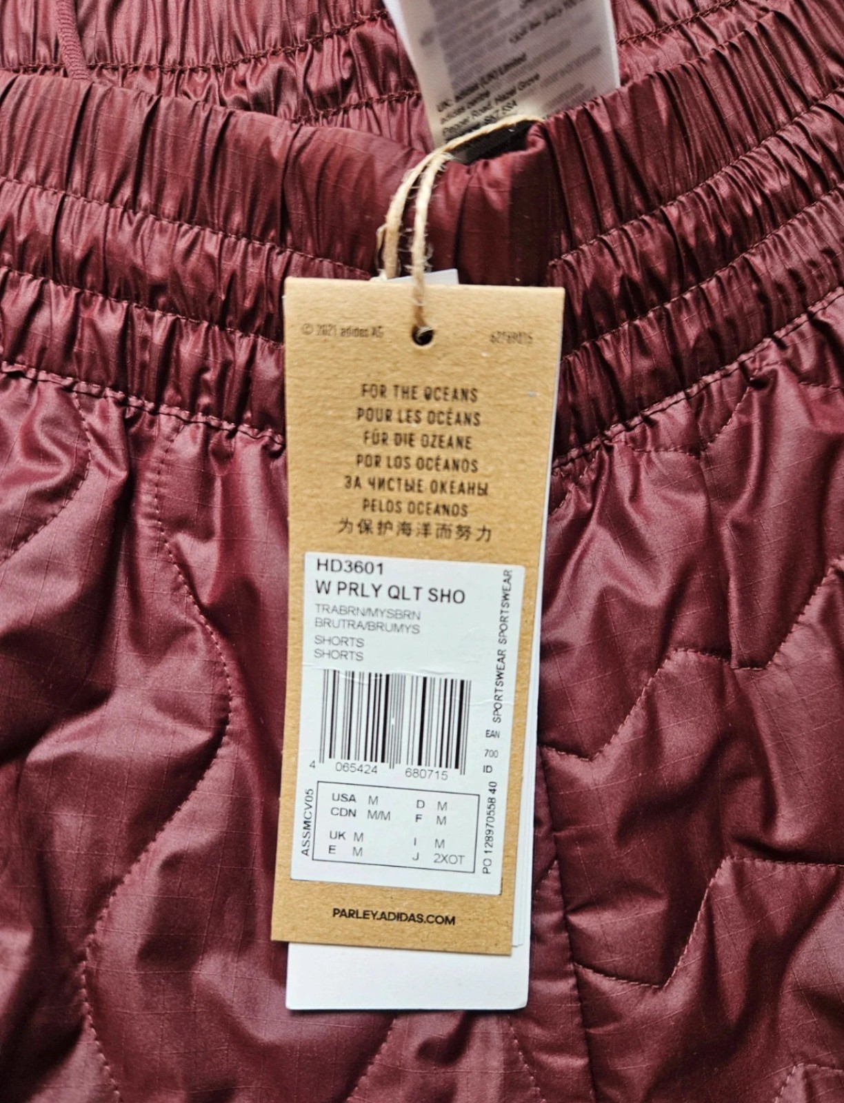 ADIDAS New Parley Shorts M Burgundy Sports Yoga Casual Running Hiking Gym