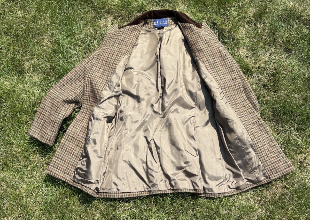 Vintage Ralph Lauren Womens Brown Plaid Wool Tweed Blazer/Jacket • Size 8
