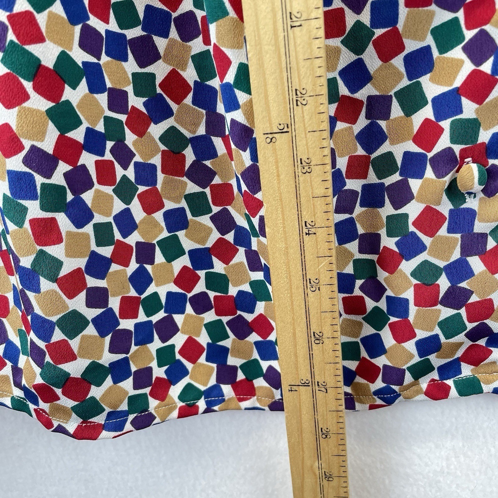 Bleyle Geometric Square Print Blouse Women 16 Multicolor Excellent Vintage 80s