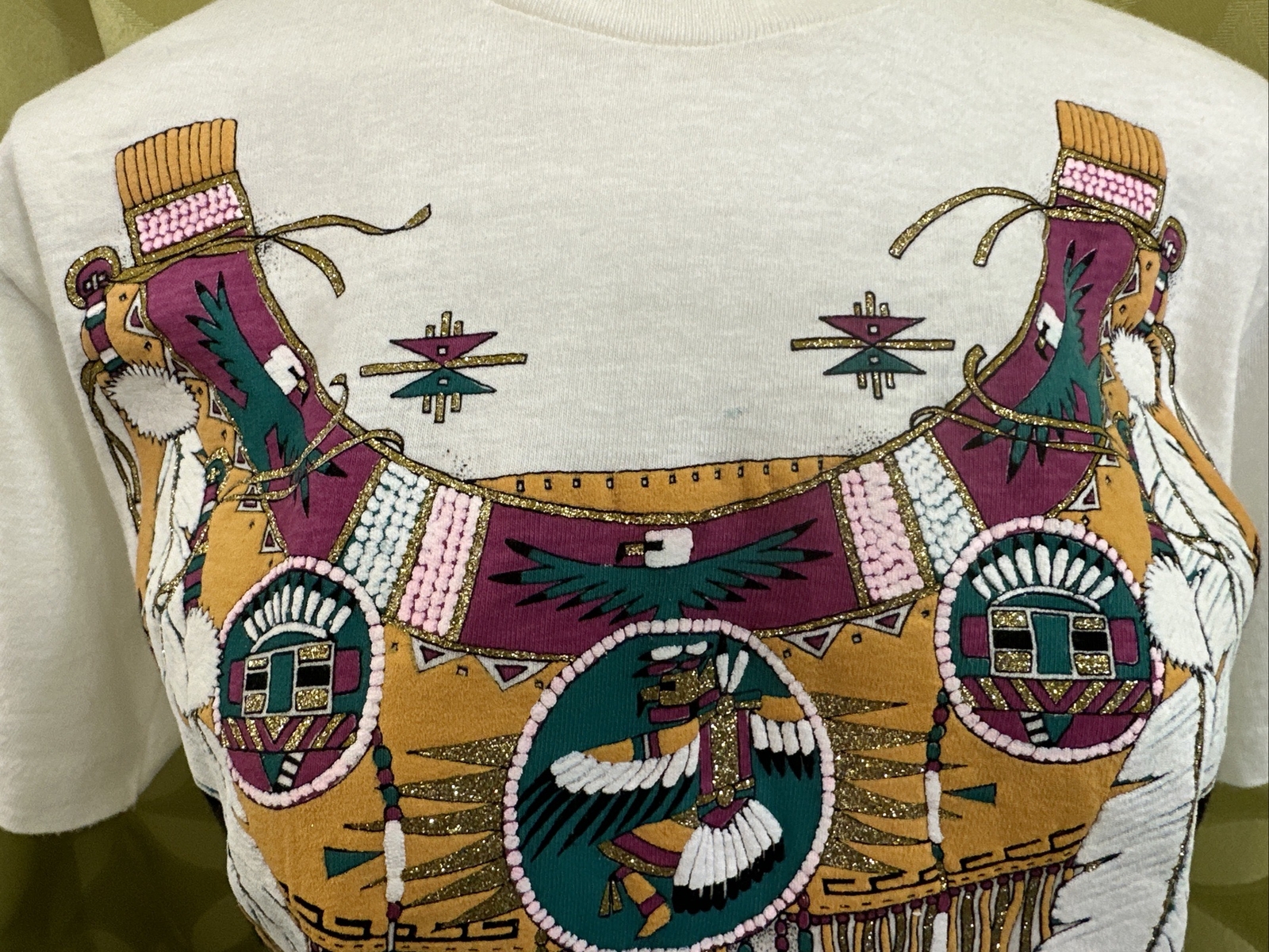 S Vintage DIAMOND DUST USA Single Stitch T-Shirt NATIVE AMERICAN First Nations