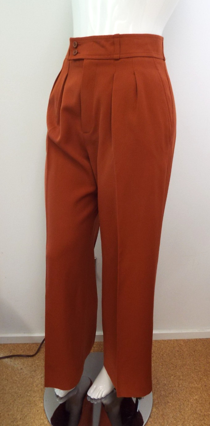 VTG 1970s Yves Saint Laurent Rive Gauche Rust Brown Wool Pants Wide Trousers YSL
