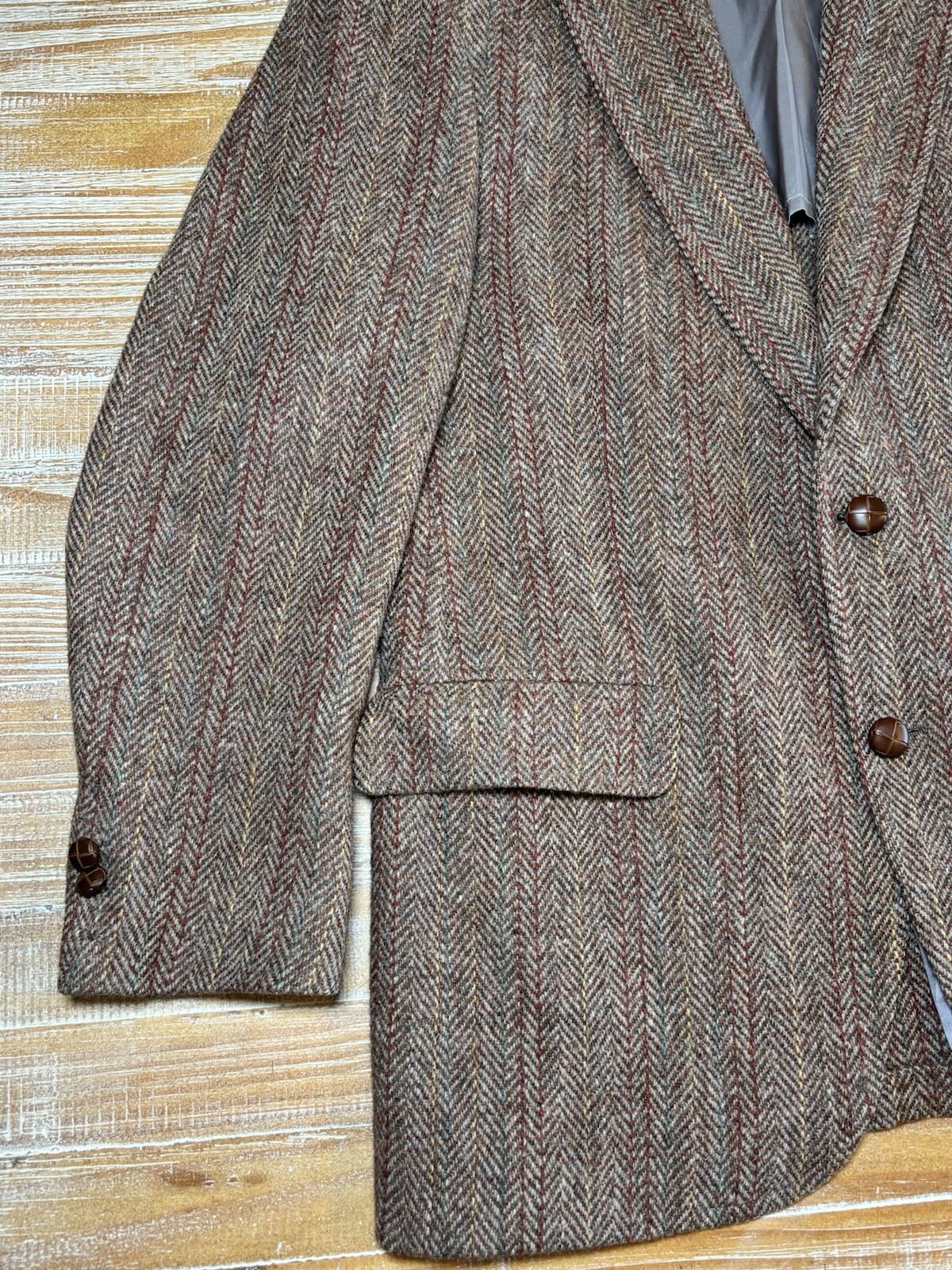 Harris Tweed Blazer Land’s End Charter Collection Herringbone Wool Jacket 42 L