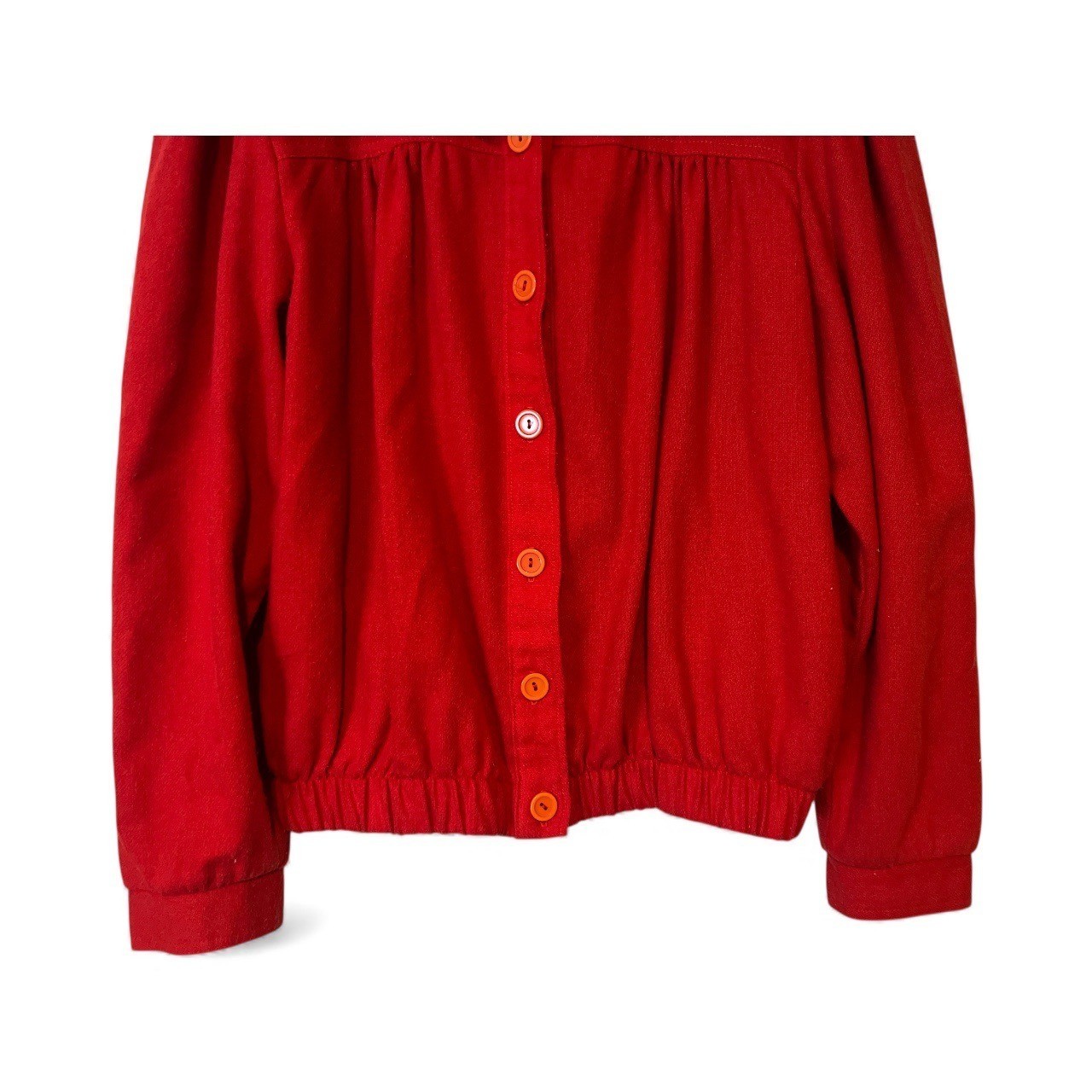 Red Vintage Women’s Jacket Medium You Babes by Fritzi Wool Blend Pleaded Shoulde