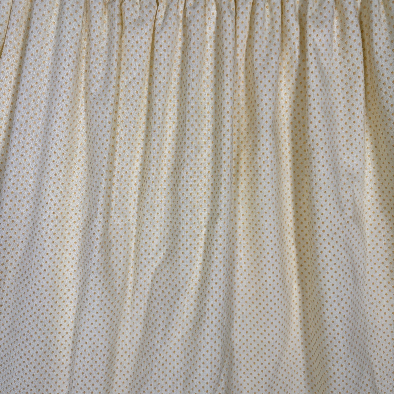 Vintage Yellow Polka Dot Prairie Maxi Dress Lace Trim Cottagecore Puff Sleeve