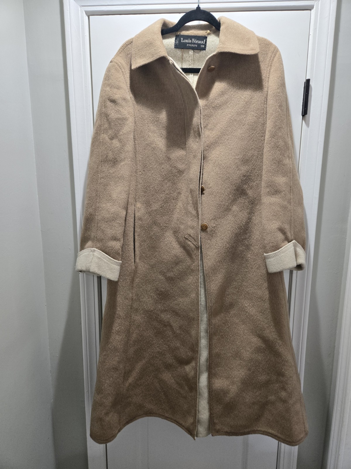 Vintage LOUIS FERAUD Paris Wool Trench Coat Made In Germay Size 38