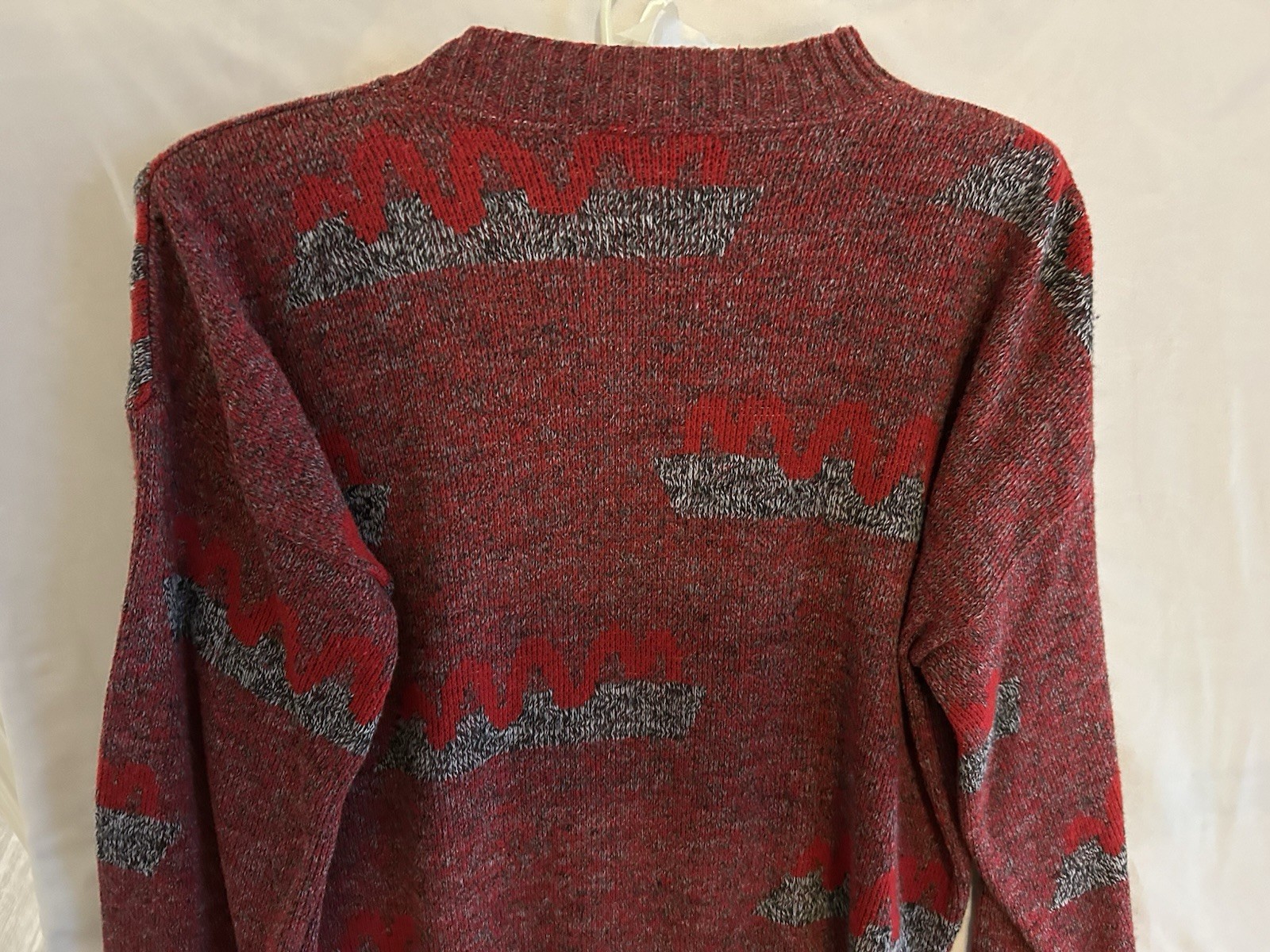 VTG 80s Sweetree USA Marled Knit Sweater Red Wave Graphic Grandpacore Indie M