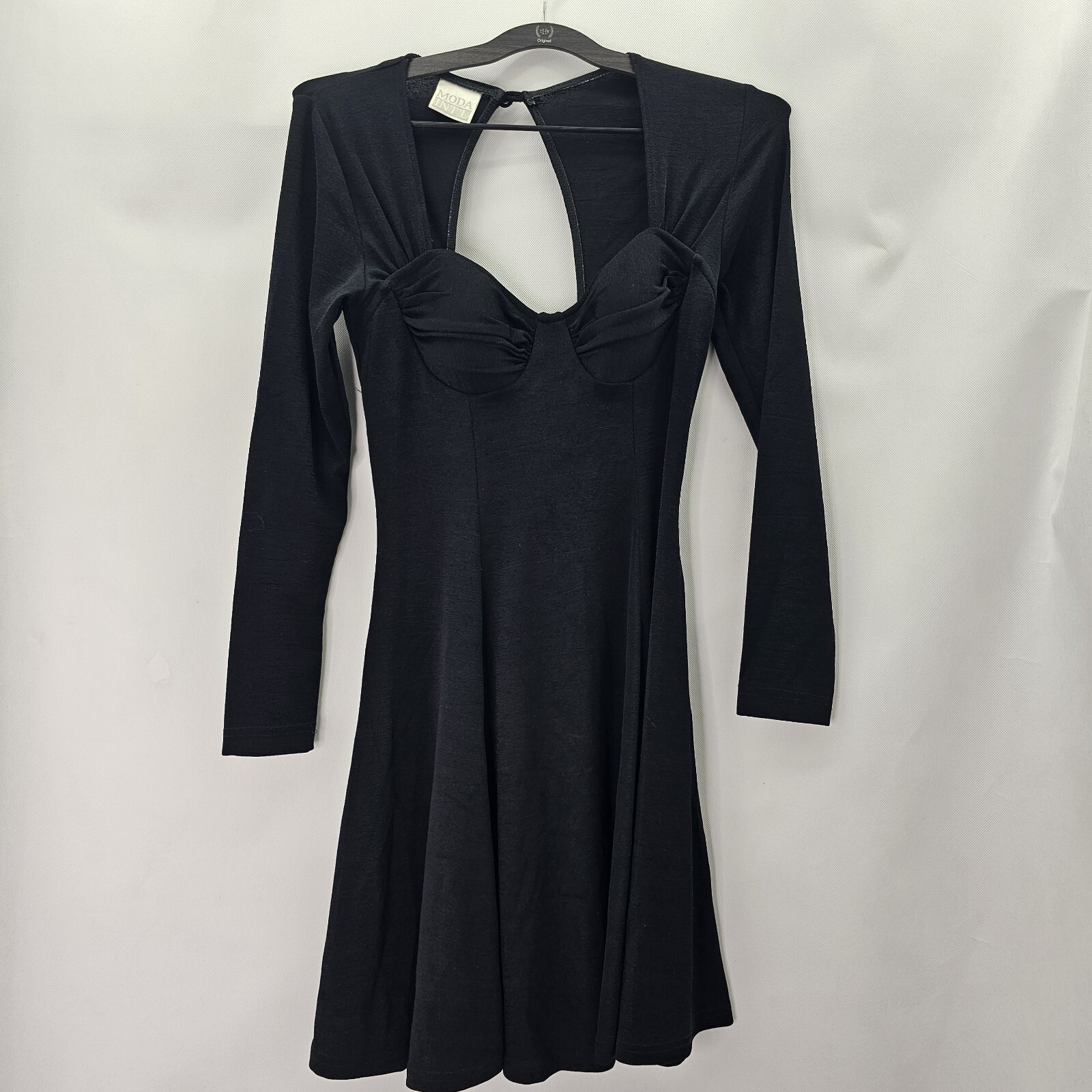 Pre – Vintage Moda International Women Size S Black Cut Out Longsleeve Dress