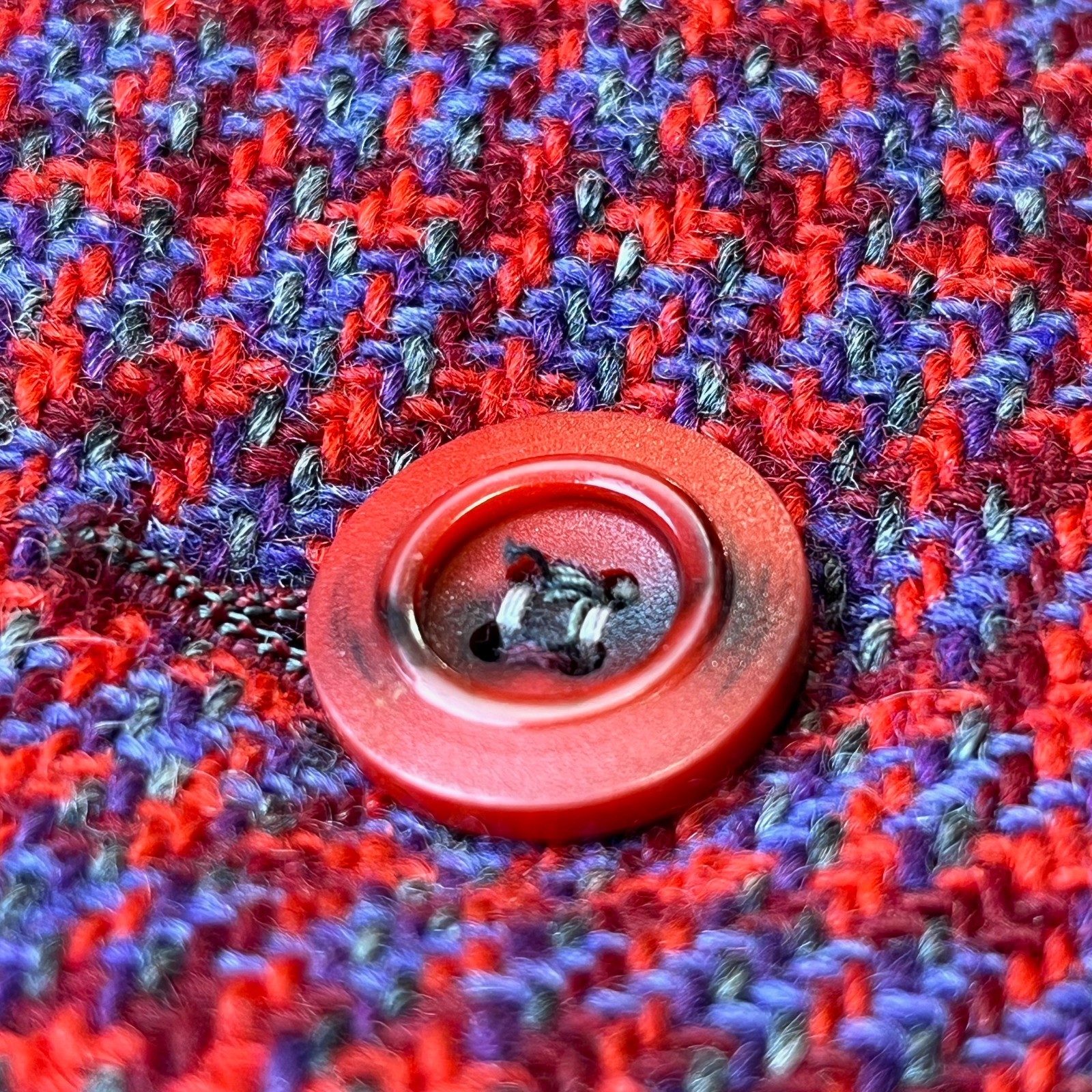 Harris Tweed Coat True Vintage 60s Women S/M Scottish Wool Red Purple Grandma