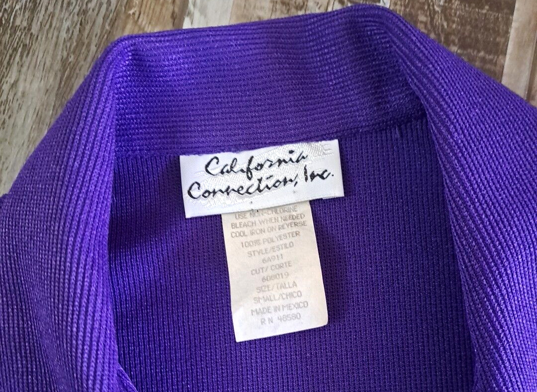 Vintage Womens California Connection Skirt Set Purple Long Sleeve Knee Length S