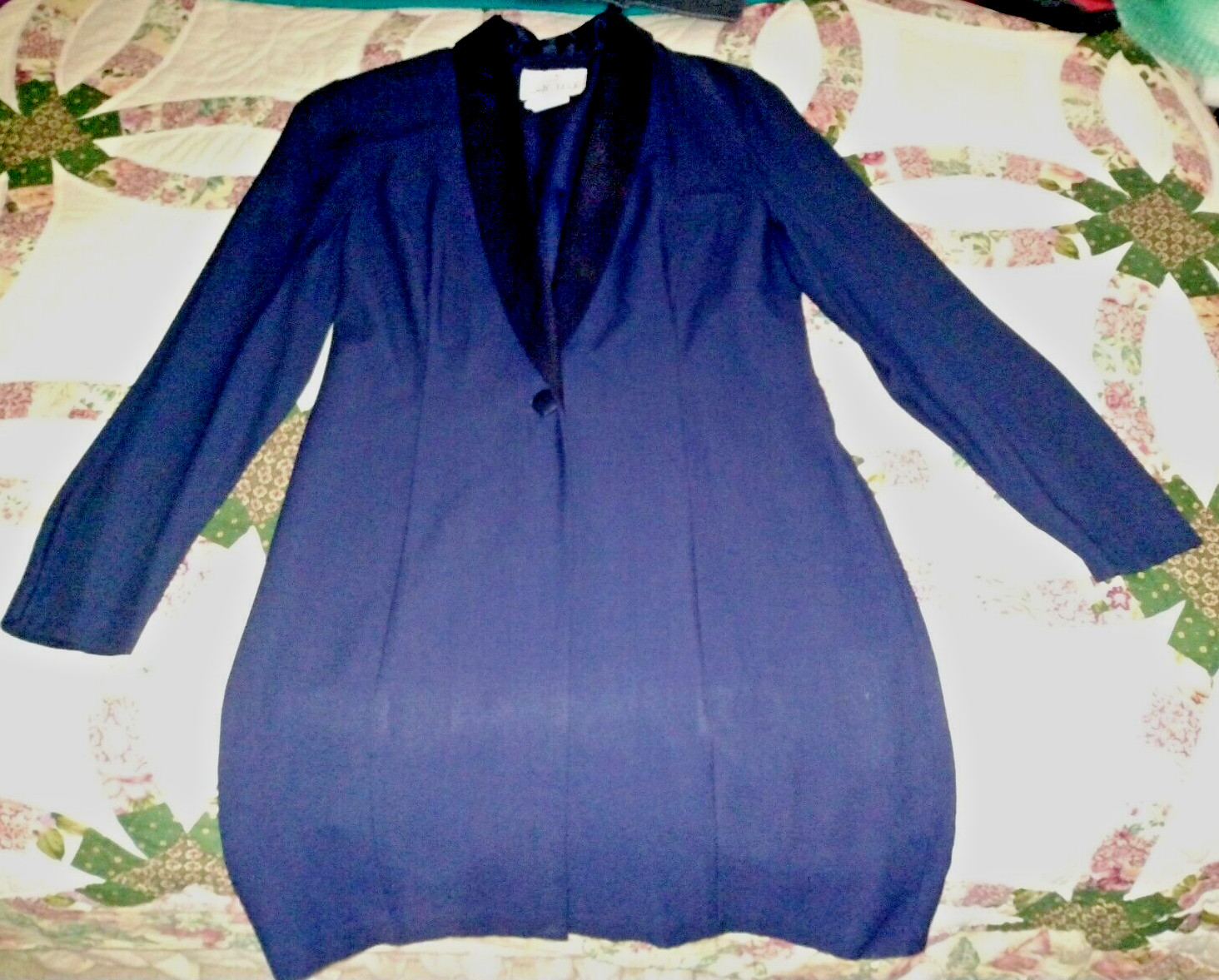 VINTAGE LOIS SNYDER DANI MAX LADIES BLAZER JACKET DRESS NAVY BLUE ORIG 80s? sz14