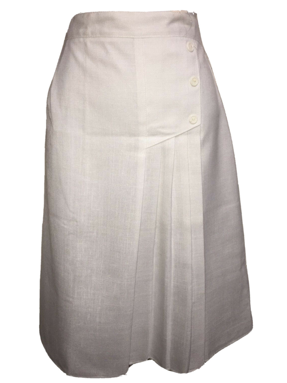 Vintage White Skirt Size 12 Classic JR Bentley Shapely Pleated Midi Asymmetrical