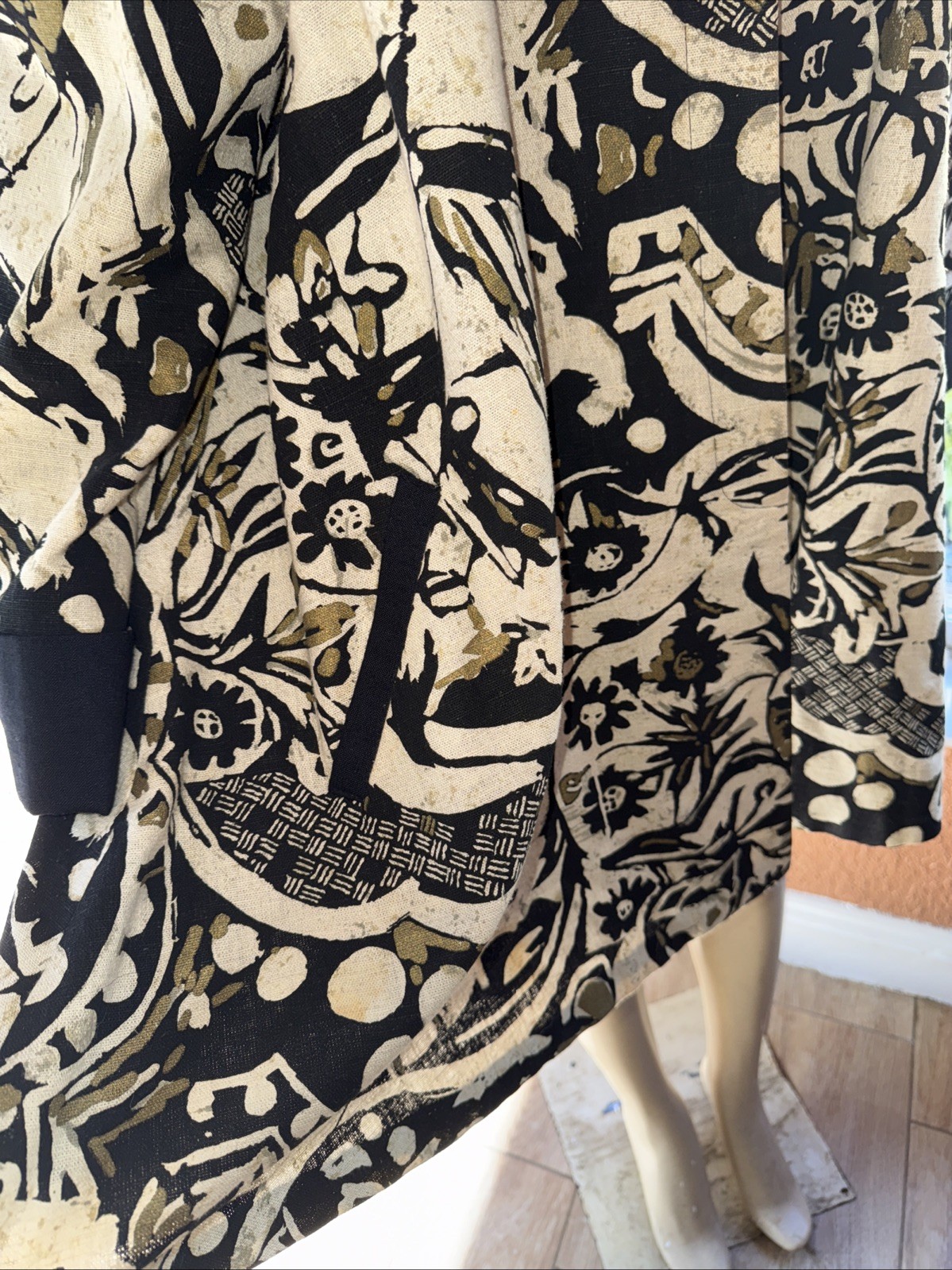 Vintage Chad Stevens Artsy Blazer Black & Beige Swing Blazer 22W pl