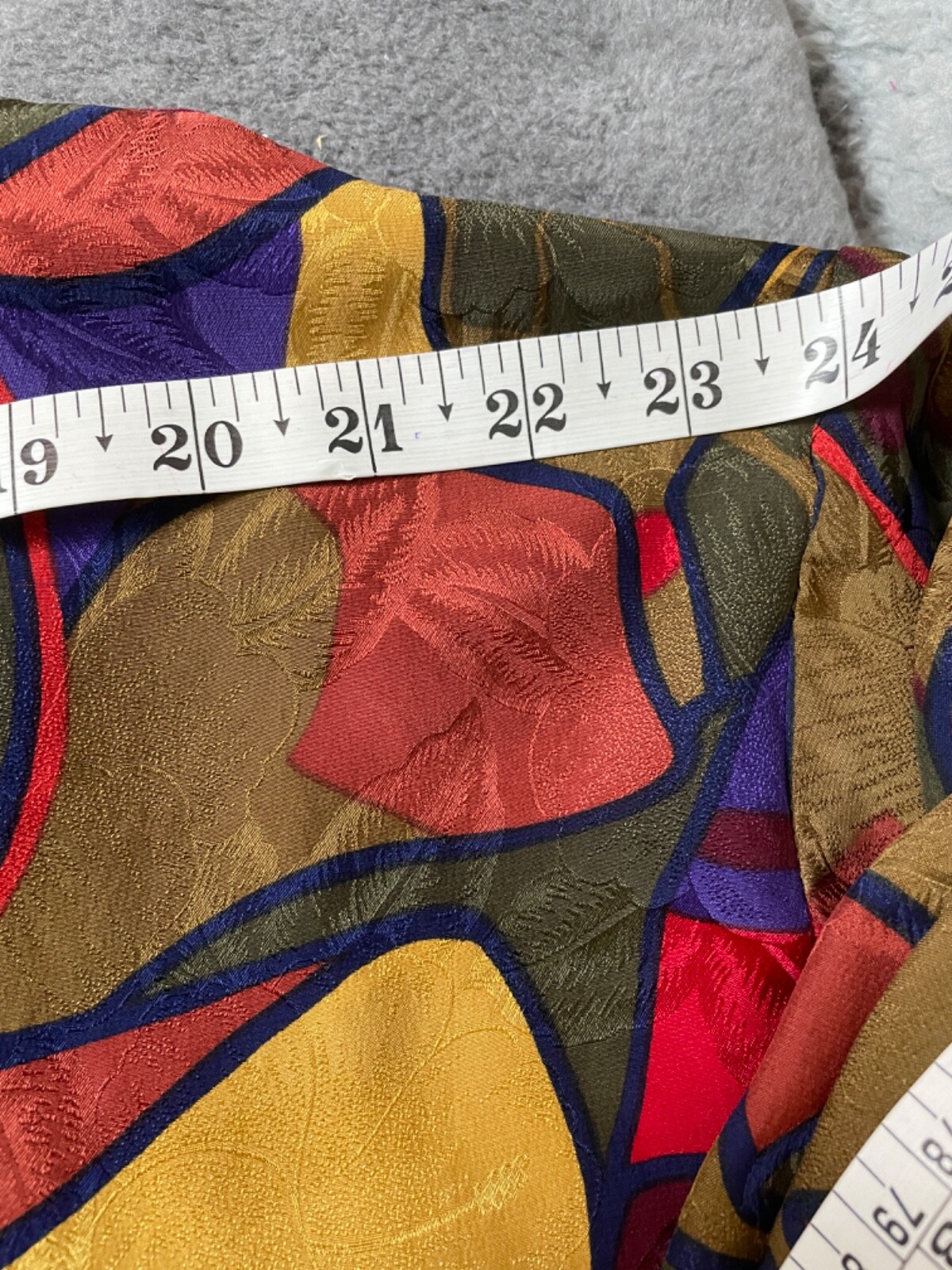 Vintage Carol Mignon Silks Dress 10 Multicolor Abstract Buttons Shift Tie VTG
