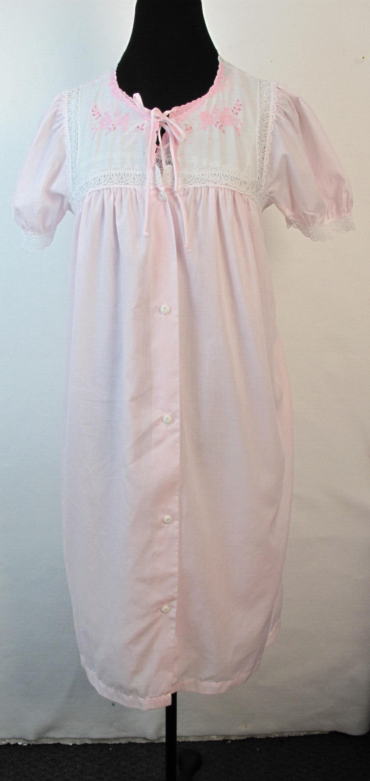 Vintage Evensong Made in USA 2pc Pink Nightgown Sleepwear Size S