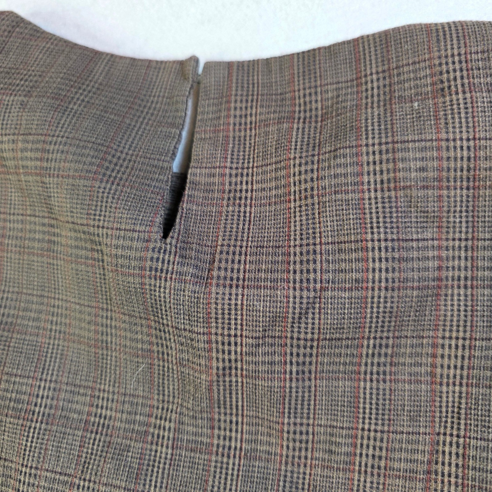 Vintage Mynette Brown Plaid Short Sleeve Midi Dress Academic Retro Size S
