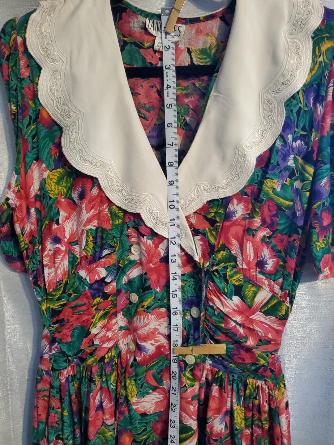 Vintage 80s Sz 9 Cottagecore Floral Puff Sleeve Victorian Tea Dress