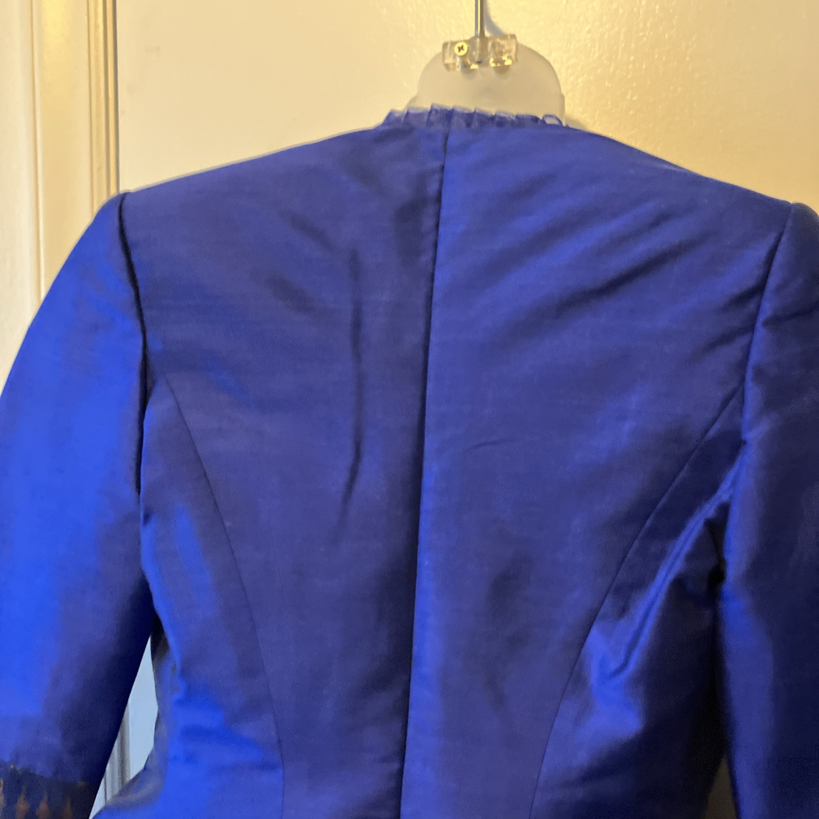 SAPPHIRE/ GOLD Traditional Evening Custom Silk Thai Formal Dress Jacket Suit 2P