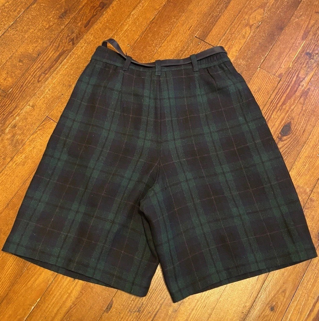 VTG 80’S SAG HARBOR Blue Green Wool Blend PLAID BLAZER SHORTS Belt SET SZ 12