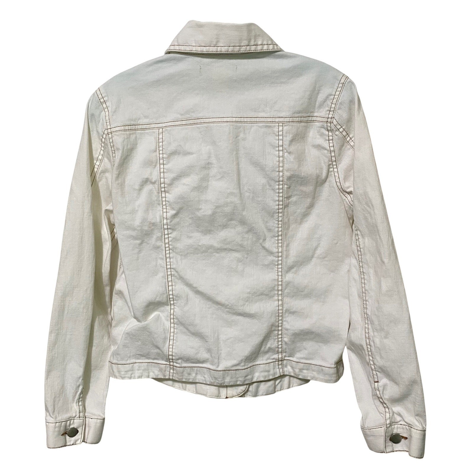 Vtg 80s 90s Womens Trucker Jean Jacket S Cream White Western Rodeo Cowgirl Boho