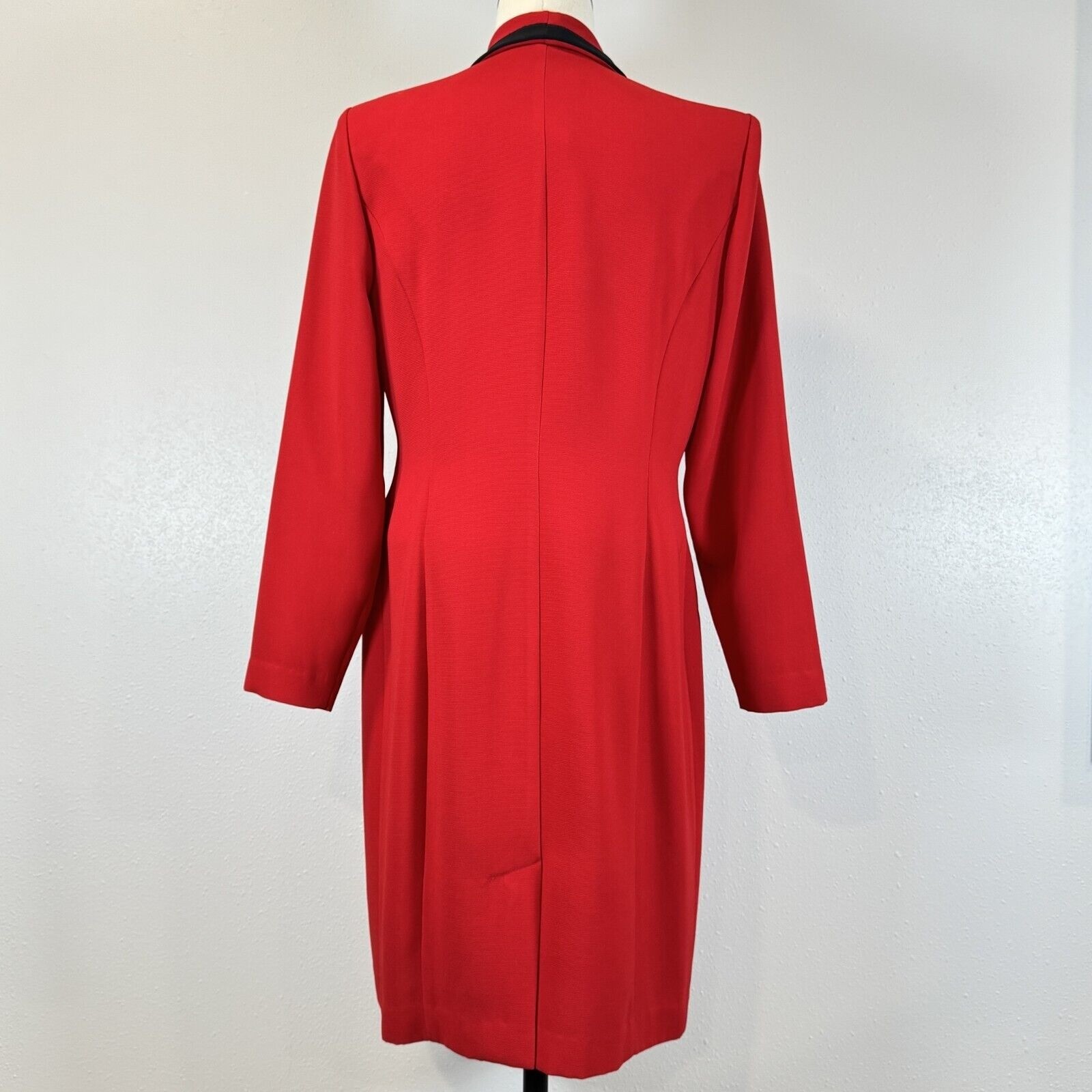 Vintage Danny Nicole Double Breasted Dress Coat Womens Sz 8 Red Padded Shoulders
