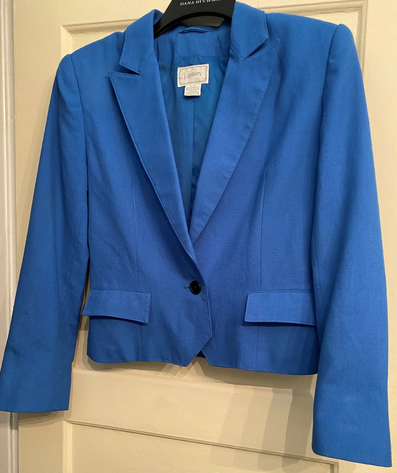 Vintage J. Gallery Women Blazer ~ Sz 9/10 Blue Shoulder Pad 80s ~CUTE!